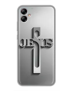 Чехол для Samsung Galaxy A04e (A042) с картинкой «Металлический крест Jesus»