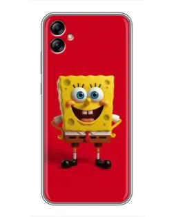 Чехол для Samsung Galaxy A04e (A042) с картинкой «Спанч Боб на красном»