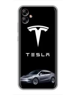 Чехол для Samsung Galaxy A04e (A042) с картинкой «Tesla Model Y»