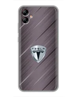Чехол для Samsung Galaxy A04e (A042) с картинкой «Металлическая текстура Tesla»