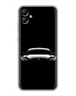 Чехол для Samsung Galaxy A04e (A042) с картинкой «Фары Tesla Night»