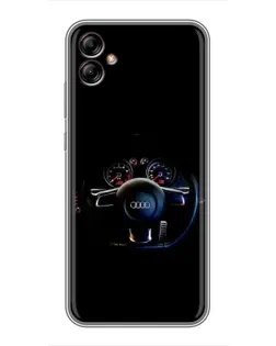 Чехол для Samsung Galaxy A04e (A042) с картинкой «Салон Audi — руль»