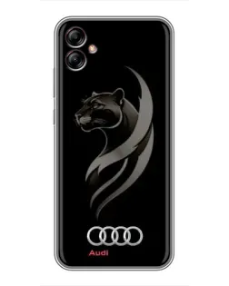 Чехол для Samsung Galaxy A04e (A042) с картинкой «Графика — пантера и Audi»