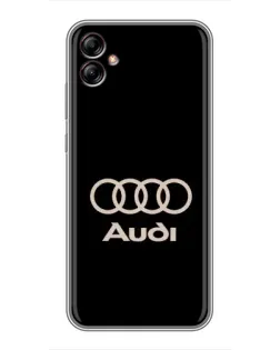 Чехол для Samsung Galaxy A04e (A042) с картинкой «Audi — золотой логотип»