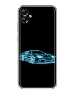 Чехол для Samsung Galaxy A04e (A042) с картинкой «Неоновый контур Lamborghini»