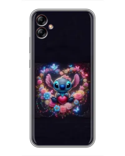 Чехол для Samsung Galaxy A04e (A042) с картинкой «Stitch в цветах»