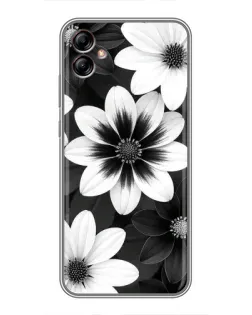 Чехол для Samsung Galaxy A04e (A042) с картинкой «Монохромные астры»