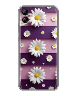Чехол для Samsung Galaxy A04e (A042) с картинкой «Ромашки на фиолетовом»