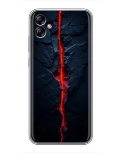Чехол для Samsung Galaxy A04e (A042) с картинкой «Kрасная лавовая трещина»