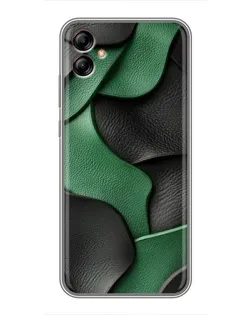 Чехол для Samsung Galaxy A04e (A042) с картинкой «Зеленые кожаные волны»