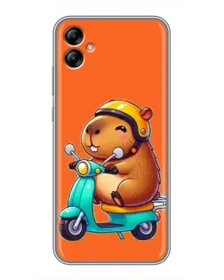 Чехол для Samsung Galaxy A04e (A042) с картинкой «Капибара на скутере»
