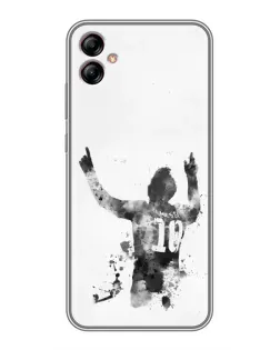 Чехол для Samsung Galaxy A04e (A042) с картинкой «Черно-белый силуэт Месси»