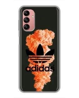 Чехол для Samsung Galaxy A04s с картинкой «Оранжевый дым Adidas»