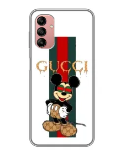 Чехол для Samsung Galaxy A04s с картинкой «Микки Маус Gucci — полосы»