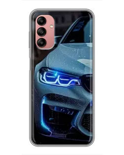 Чехол для Samsung Galaxy A04s с картинкой «Взгляд BMW с синими фарами»