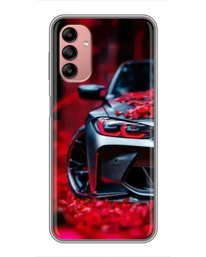 Чехол для Samsung Galaxy A04s с картинкой «Спортивная BMW и цветы»