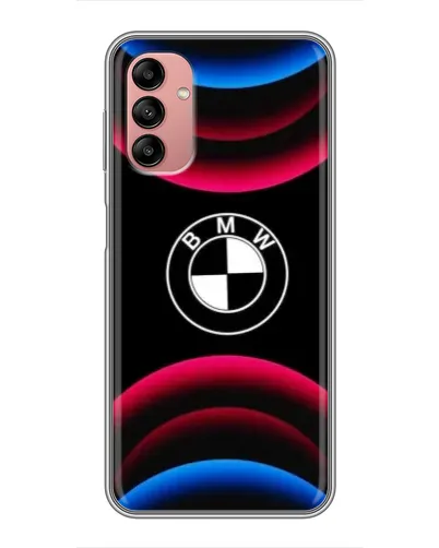 Чехол для Samsung Galaxy A04s с картинкой «Логотип BMW и неоновые дуги»