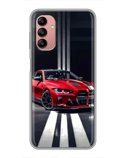 Чехол для Samsung Galaxy A04s с картинкой «Красная BMW на дороге»