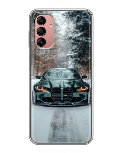 Чехол для Samsung Galaxy A04s с картинкой «BMW в зимнем лесу»