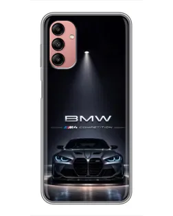 Чехол для Samsung Galaxy A04s с картинкой «BMW сквозь ночной город»