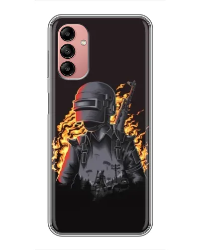 Чехол для Samsung Galaxy A04s с картинкой «PUBG — огненный силуэт»