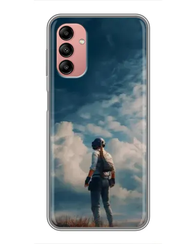 Чехол для Samsung Galaxy A04s с картинкой «Герой PUBG на скале»