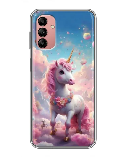 Чехол для Samsung Galaxy A04s с картинкой «Единорог среди облаков»