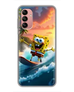 Чехол для Samsung Galaxy A04s с картинкой «Губка Боб серфингист»