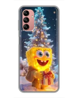 Чехол для Samsung Galaxy A04s с картинкой «Рождественский Спанч Боб»