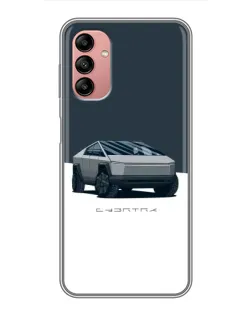 Чехол для Samsung Galaxy A04s с картинкой «Серебристый Cybertruck Tesla»