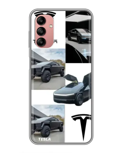 Чехол для Samsung Galaxy A04s с картинкой «Коллаж Cybertruck Tesla»