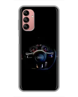 Чехол для Samsung Galaxy A04s с картинкой «Салон Audi — руль»