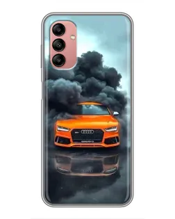 Чехол для Samsung Galaxy A04s с картинкой «Audi в облаках дыма»