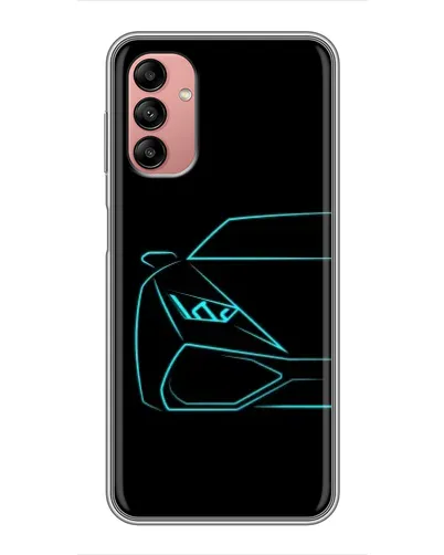 Чехол для Samsung Galaxy A04s с картинкой «Голубой силуэт Lamborghini»