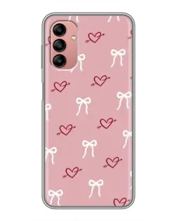 Чехол для Samsung Galaxy A04s с картинкой «Сердца и банты»
