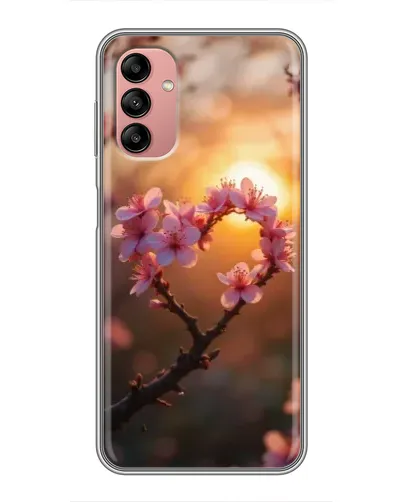 Чехол для Samsung Galaxy A04s с картинкой «Розовый цвет сердце на фоне заката»
