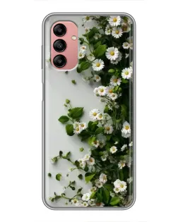 Чехол для Samsung Galaxy A04s с картинкой «Ветка мелких белых цветов»