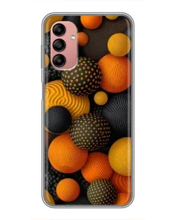 Чехол для Samsung Galaxy A04s с картинкой «Объемные оранжевые сферы»