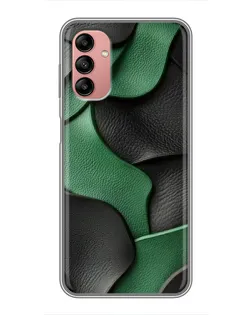 Чехол для Samsung Galaxy A04s с картинкой «Зеленые кожаные волны»