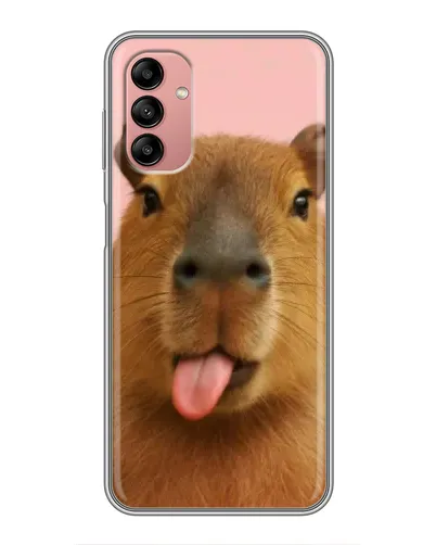Чехол для Samsung Galaxy A04s с картинкой «Капибара с языком»