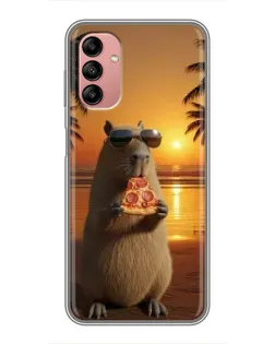 Чехол для Samsung Galaxy A04s с картинкой «Капибара с пиццей»