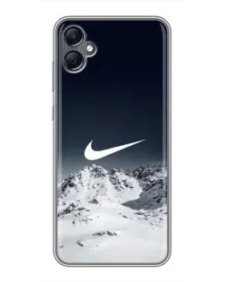 Чехол для Samsung Galaxy A05 с картинкой «Nike — зимние горы»
