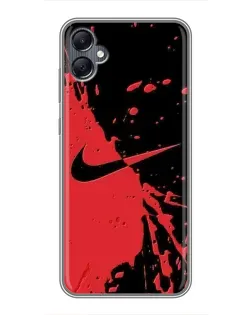 Чехол для Samsung Galaxy A05 с картинкой «Красные брызги Nike»