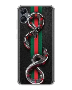 Чехол для Samsung Galaxy A05 с картинкой «Gucci — змея на полосе»