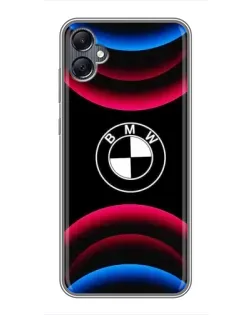 Чехол для Samsung Galaxy A05 с картинкой «Логотип BMW и неоновые дуги» Чехол для Samsung Galaxy A05 с картинкой «Логотип BMW и неоновые дуги»