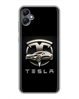 Чехол для Samsung Galaxy A05 с картинкой «Tesla — серебристое авто» Чехол для Samsung Galaxy A05 с картинкой «Tesla — серебристое авто»