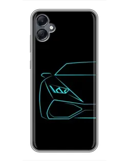 Чехол для Samsung Galaxy A05 с картинкой «Голубой силуэт Lamborghini» Чехол для Samsung Galaxy A05 с картинкой «Голубой силуэт Lamborghini»