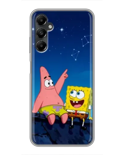 Чехол для Samsung Galaxy A05s с картинкой «Губка Боб и Патрик ночью»