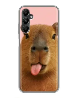 Чехол для Samsung Galaxy A05s с картинкой «Капибара с языком»