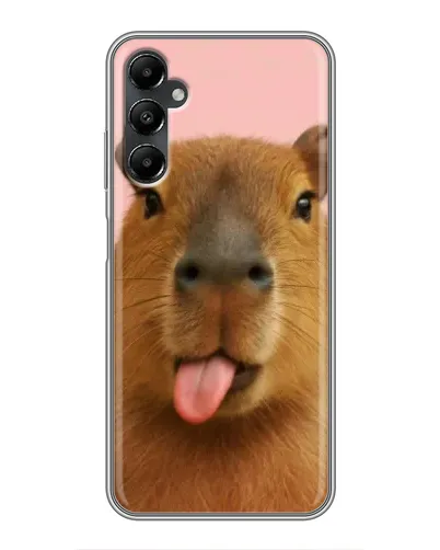 Чехол для Samsung Galaxy A05s с картинкой «Капибара с языком»